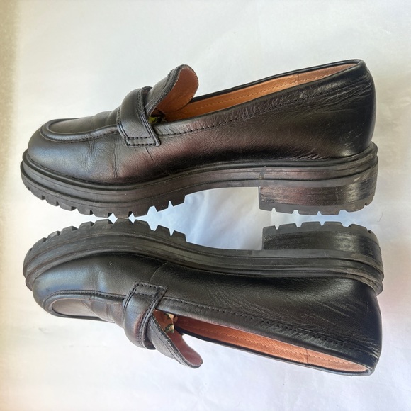 Madewell Loafer sz 8 The Bradley Lugsole Loafer Black Leather Chunky Slip-on - Picture 7 of 12